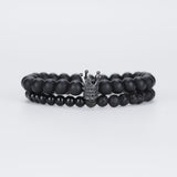 CZ King Crown Charms Beads Bracelet for Men Women