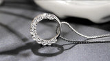 Zircon Crystal Circle 925 Sterling Silver Pendant Necklace