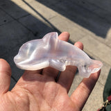 Natural Stone Selenite Dolphin Bowl Carved Animal Figurine