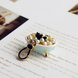 Yorkie Dog Bathtub Pearl Bubble Charm Handbag Pendant Women Jewelry Keychain