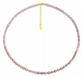 Real Pearl Choker Necklace Purple Freshwater Pearl 925 Sterling Silver Clasp