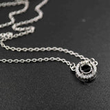 925 Sterling Silver CZ Stone Round Bezel Pendant with Chain