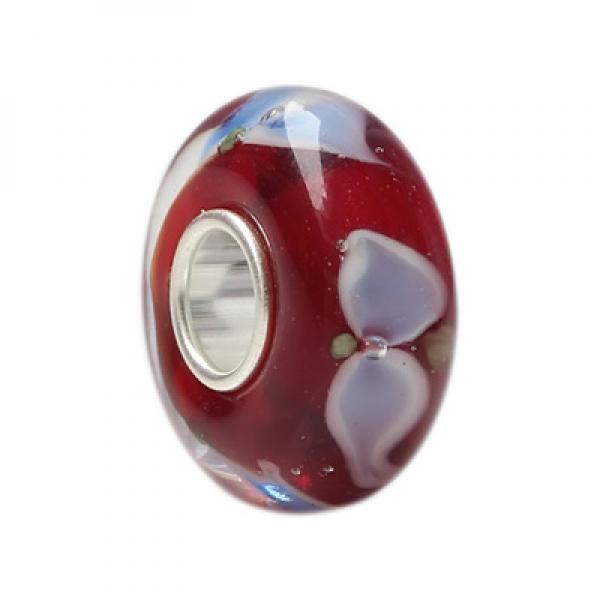 925 Silver 3D Flowers Petal Glass Charm Beads for Bracelet