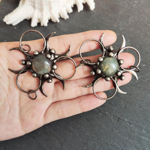 Labradorite Copper Moon Connector Charm for Necklace Making