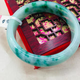 Zheru Jewelry Natural Jadeite Bracelet 54-62mm Floating Flower