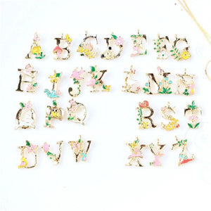 100pcs 18mm Floral English Alphabet Alloy Pendant