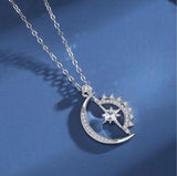Zircon Sun Moon Heart Necklace Pendant Clavicle Chain Wedding Jewelry
