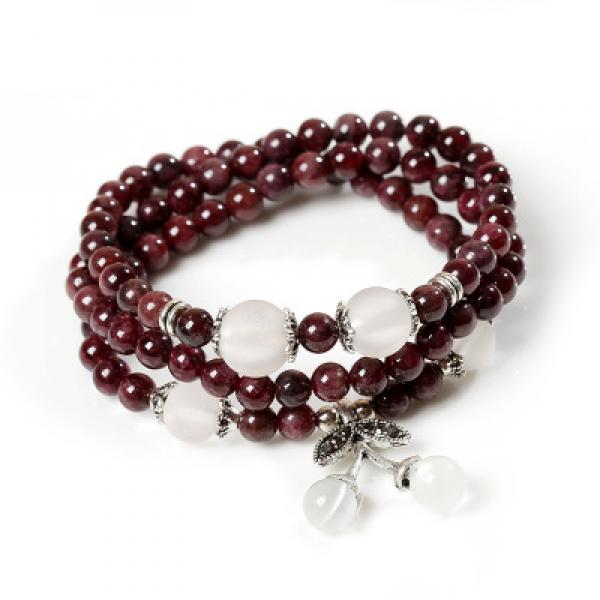 Natural Wine Garnet 6mm Beads Bracelet Crystal Jewelry Women's Beauty