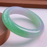 Zheru Jewelry Natural Burmese Green Two-Color Jadeite 54mm-64mm Bracelet