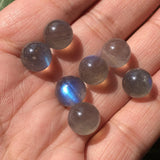 Gray Moonstone Labradorite Sphere Ball for DIY Pendant Earring Crystal Healing
