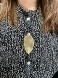 18K Leaf Necklace Winter Sweater Decoration Pendant Boutique Jewelry