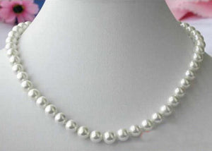 Unique AA Shell Pearl Necklace 18'' 8mm Round South Sea Shell Pearl Jewelry