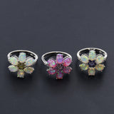 Pink Fire Opal Flower Ring for Lady