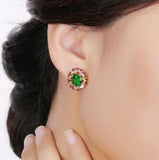 925s Silver Needle Stone Earrings with Zircon Crystal