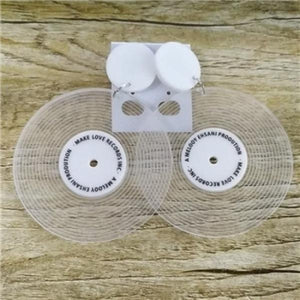 Vintage Vinyl Record Acrylic Earrings - Transparent Circle Record Drops