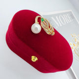 Natural Freshwater Pearl Crystal Feather 14k Filled Ladies Party Ring
