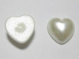 100pcs 12mm Ivory Heart Half Pearl Bead Flat Back Scrapbook Craft
