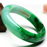 Zheru Jewelry Natural Burmese Emerald Green 54-62mm Two-tone Bracelet