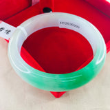 Zheru Jewelry Natural Jadeite Bracelet, Fresh & Ice Two-Color, 54-62mm
