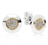 925 Silver Earring Two-tone Signature Studs Wedding Party Gift