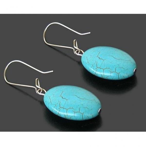 Turquoise Earrings S925 Silver Plated Dangle Earrings