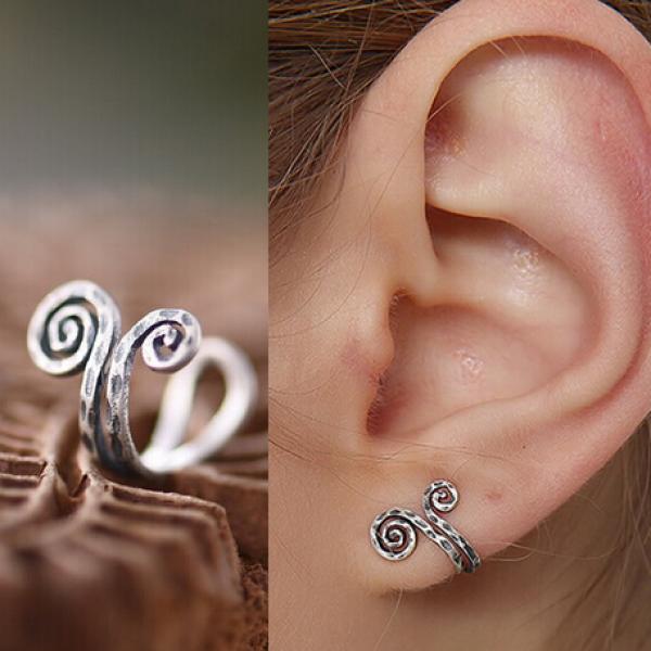 5pcs Snails 925 Sterling Silver Unisex Ears Cuff Clip On Earrings