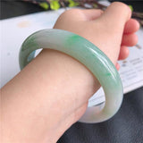 Zheru Natural Green Two-Tone Jade 54-64mm Bracelet for Mother and Girlfriend