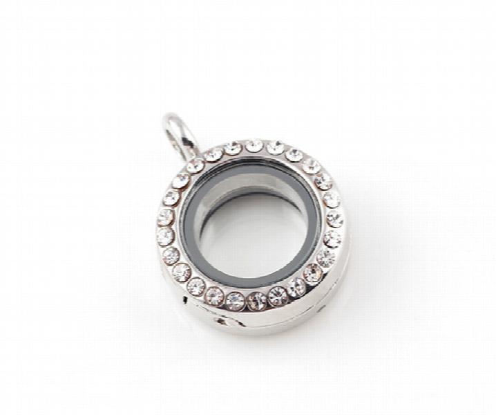 10PCS/lot Mix Colors 20MM Rhinestones Magnetic Memory Floating Locket Pendant
