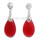 Green Jade Stone 925 Silver Fortune Earrings 20X12mm