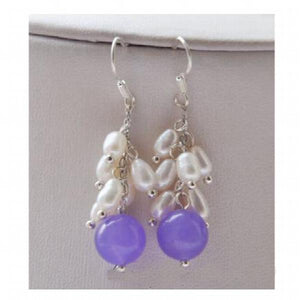Violet Jade Pearl Grapes Earrings 10mm - Lady Gift