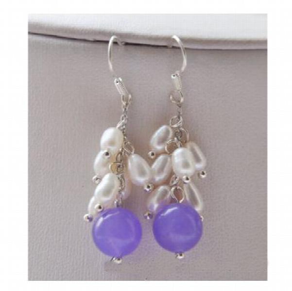 Violet Jade Pearl Grapes Earrings 10mm - Lady Gift