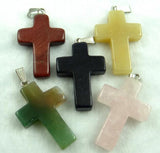 Natural Stone Crystal Charms Cross Pendants for Jewelry Making
