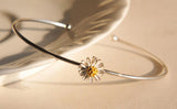 Sunflower Bar 925 Silver Bracelet High-Quality Open Design