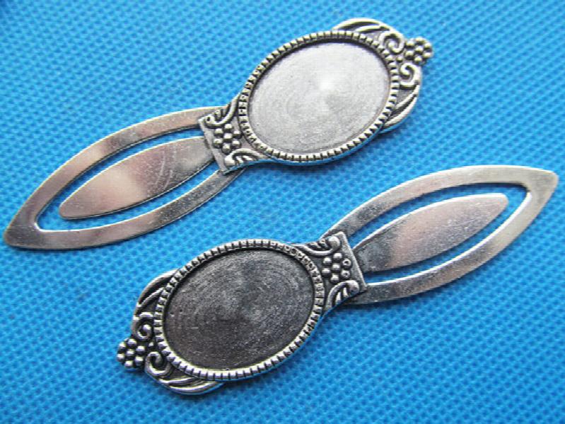 10pcs Antique Oval BookMark Base Setting Tray Bezel Pendant Charm