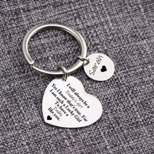 Dad Keychain Daughter Gift Stainless Steel Heart Charm Jewelry
