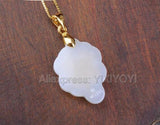 Hetian Jade 18K Inlaid Carved Tree Leaf Pendant Necklace