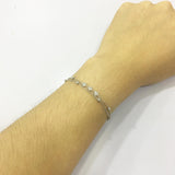 925 Silver 3 Zircon Star Wrist Bracelet Double Chain Bangle