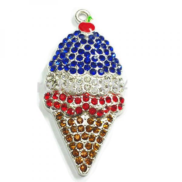 Ice Cream Pendants Full Rhinestone 10pcs/lot For Necklace