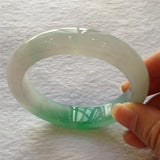 Zheru Jewelry Natural Burmese Jade Two-tone 54-62mm Light Green Bracelet