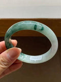 Zheru Jewelry Natural Burmese Jade Light Green Bangle