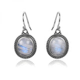 925 Sterling Silver Moonstone Earrings for Women Vintage Ear Jewelry