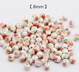 50pcs Porcelain Beads, DIY Ceramic Loose Beads, Round Shape