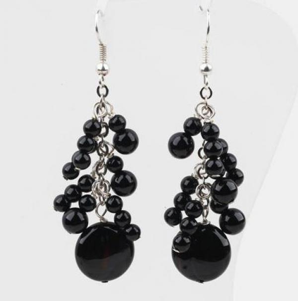 AA Gemstone Beadwork Agate Earrings with S925 Silver Hooks