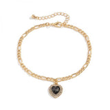 Colorful Crystal Heart Charm Bracelet Ladies Jewelry Boho INS Jewelry