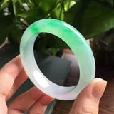 Zheru Jewelry Natural Myanmar Jade Green Two-Tone Bracelet Princess Jewelry