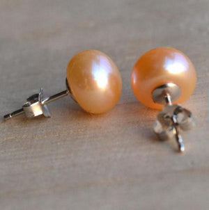9MM Pink Natural Freshwater Pearl Earrings S925 Silver Stud Jewelry