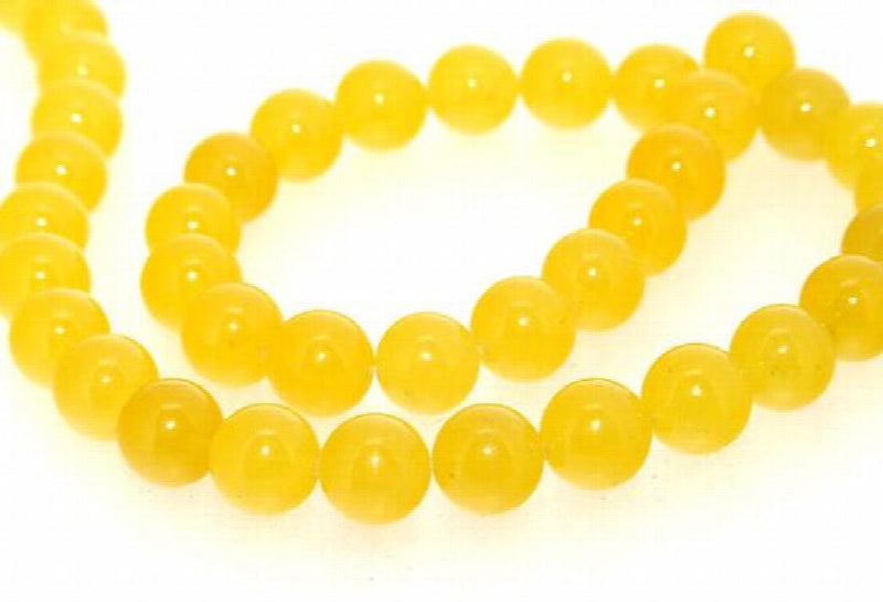 10mm Yellow Jade Round Gemstone Beads 15inches Strand