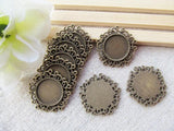 100pcs Flower Border Round Base Setting Tray Bezel Pendant Charm