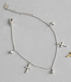 925 Silver Bracelet with Cross Zircon Pendant Wedding Jewelry