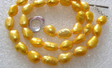 11mm Golden Baroque Freshwater Pearls Necklace B479 Women Gift